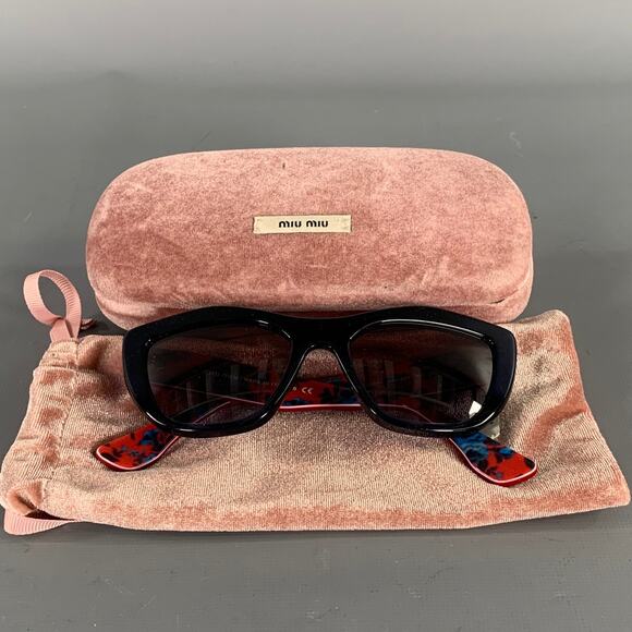 MIU MIU Navy Red SMU 02P Floral Acetate Sunglasses main image 6